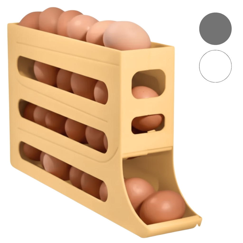 Porta Ovos 4 Andares Rolante em Plástico para Geladeira Organizador 20 a 30 Ovos