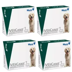 04 Ivernectina Ivercanis 3mg Cães 15kg 4 Comprimidos World