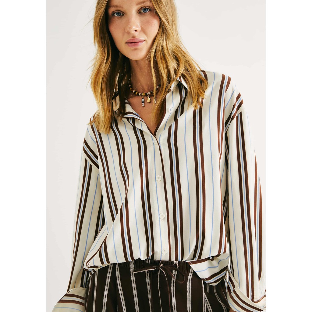 Camisa Feminina Fio Tinto Ampla em Oferta na Shopee