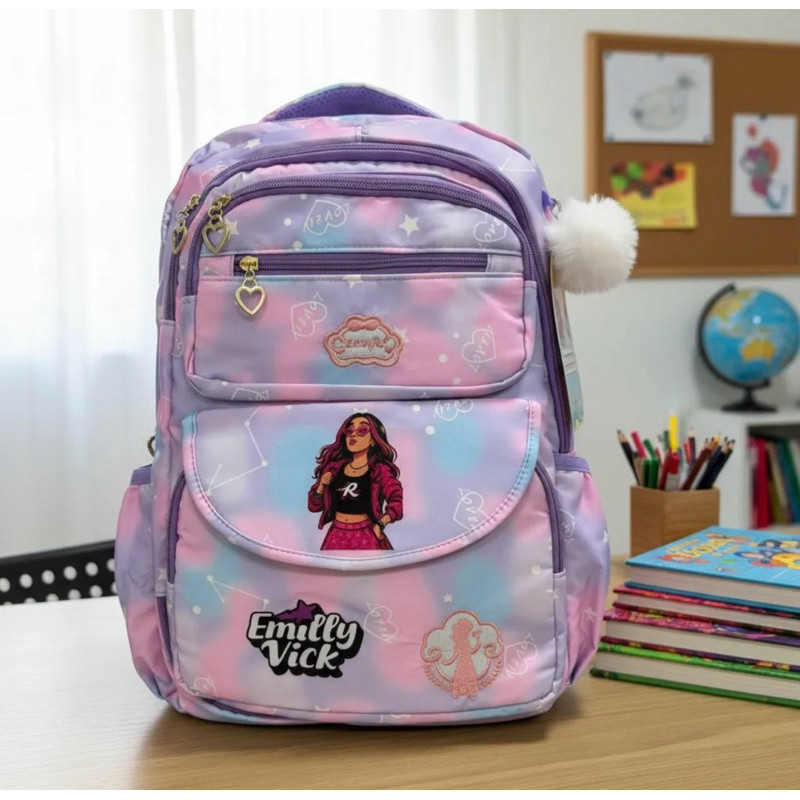 Mochila Escolar  nylonTurma Dos Rosas Emilly Vick Reforçada