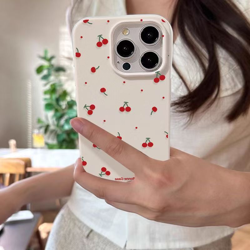Estampa de Cereja Capa Capinha Para Samsung Galaxy A05 A11 A15 A17 A15 A23 A07 A32 A23 A36 Com Porta-Cartão