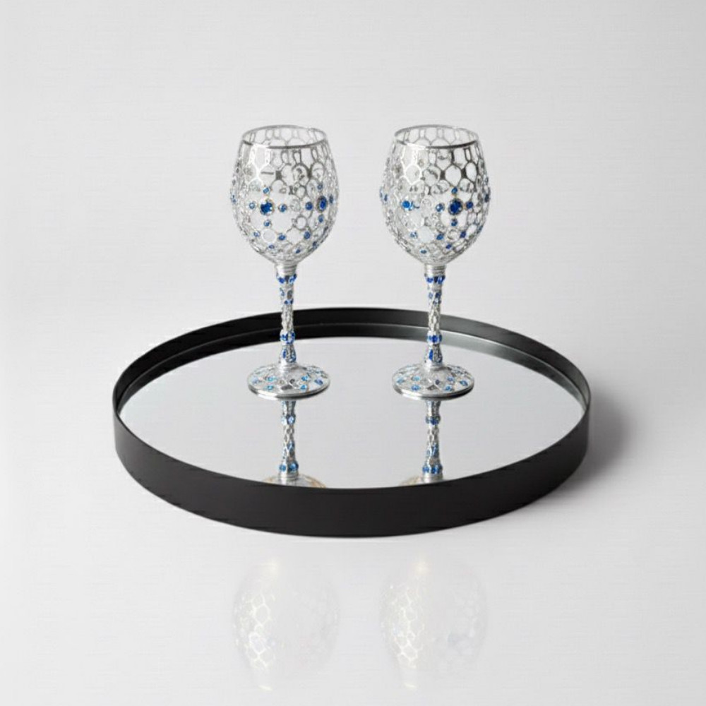 Bandeja Espelhada Decorativa Redonda 30cm Couro Ecológico Cantinho do Café
