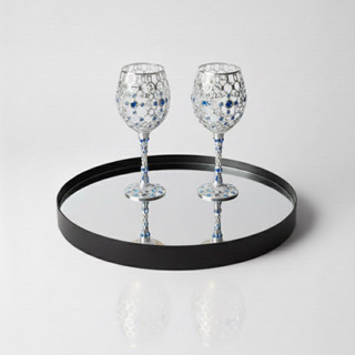 Bandeja Espelhada Decorativa Redonda 30cm Couro Ecológico Cantinho do Café