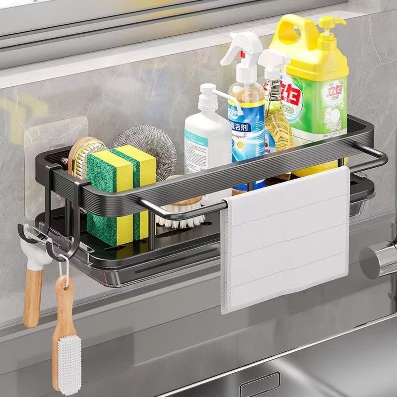 Kit 2 Organizador Alumínio Porta Detergente Condimentos Prateleira Suspensa Rack Suporte Cozinha em Oferta na Shopee