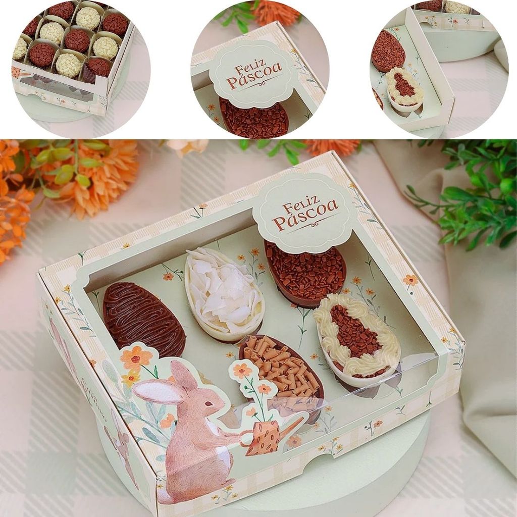 10 CAIXA DEGUSTAÇÃO P/ 6 MINI OVOS 50G OU 20 DOCES FLORIR 5501 ( PASCOA JANGO 2026 ) em Oferta na Shopee
