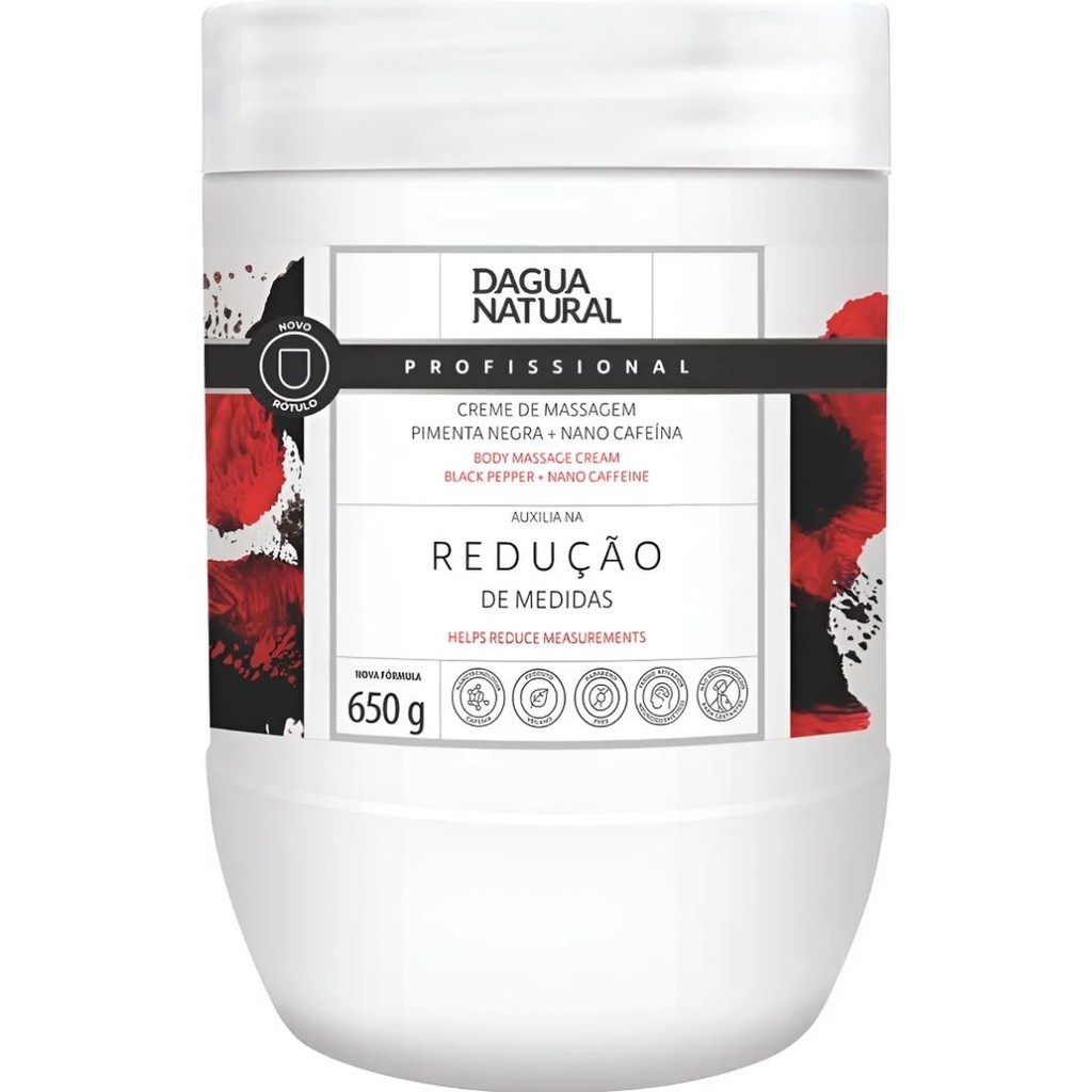 Creme de Massagem Redutor com Pimenta Negra 650g – Auxilia na Celulite e Medidas