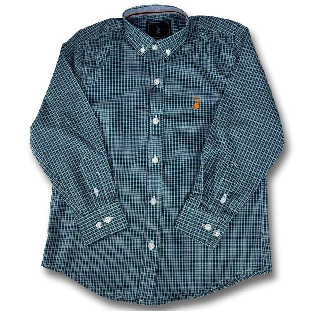 Camisa Xadrez Infantil Manga Longa Bordada Alto relevo Austin
