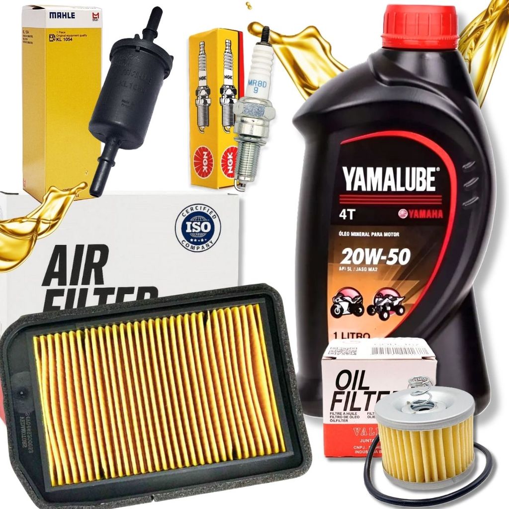 Kit Revisão Factor 125i / Factor 150 / Crosser 150 / Fazer 150 Yamalube 20w50 Filtros Vela Ngk em Oferta na Shopee