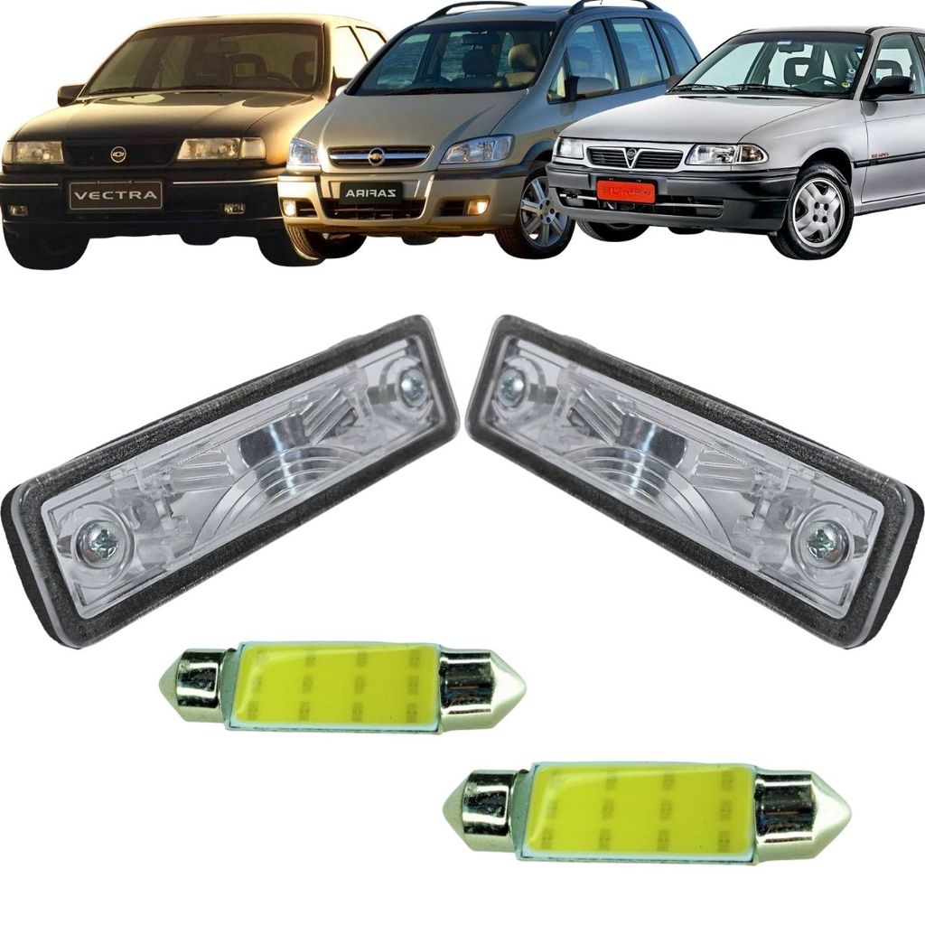 KIT LANTERNA LUZ DE PLACA VECTRA ASTRA ZAFIRA OMEGA PAR COM LÂMPADAS LED 12V ILUMINAÇÃO