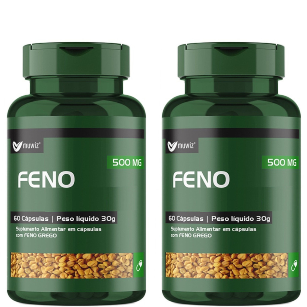 Feno Natural Suplemento 120 Cápsulas 500mg 2 frascos x 60 capsulas Muwiz