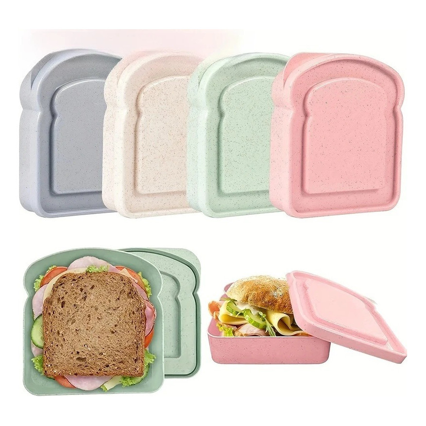 Porta Sanduíche Pote Com Tampa Lancheira De Plástica Freeze Microondas Para Escolar Ou Passeio