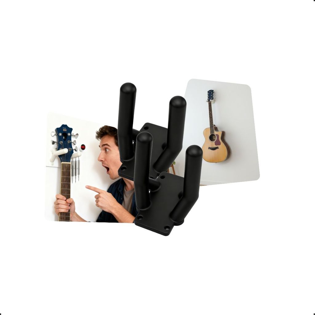 Kit 2 Suporte De Parede Para Violão e Guitarra Universal Em Plástico Resistente Com Fixação Por Parafuso