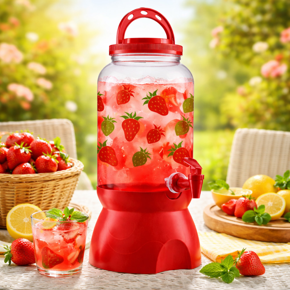 Suqueira Com Suporte Tampa Alça E Torneira Decorada 3,6L Decoração Festa Suco Refrigerante em Oferta na Shopee