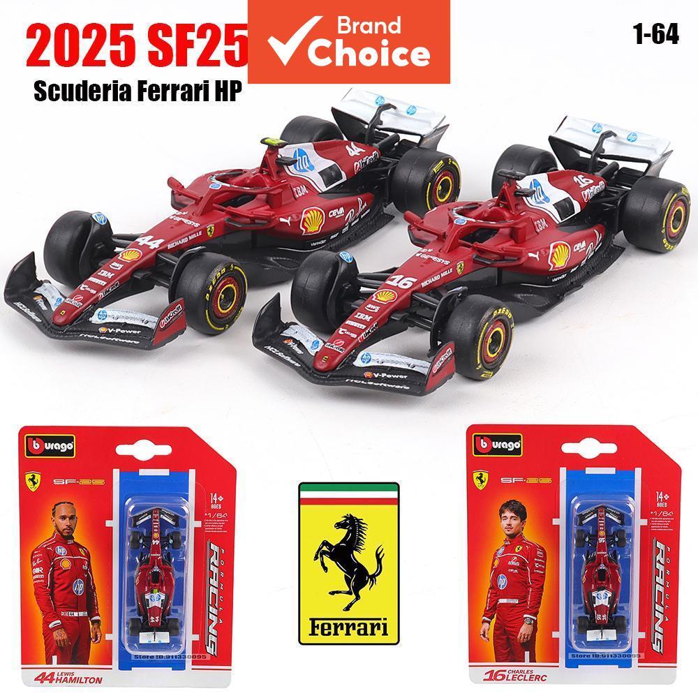  Bburago 1:64 Scuderia Ferrari HP SF25 - Modelos de carros #16 Charles Leclerc e #44 Lewis Hamilton, série para