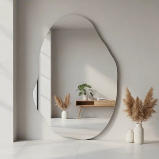 Espelho Orgânico 70x50cm Lapidado Polido Moderno Decorativo C/Suporte Decorativo OFERTA em Oferta na Shopee