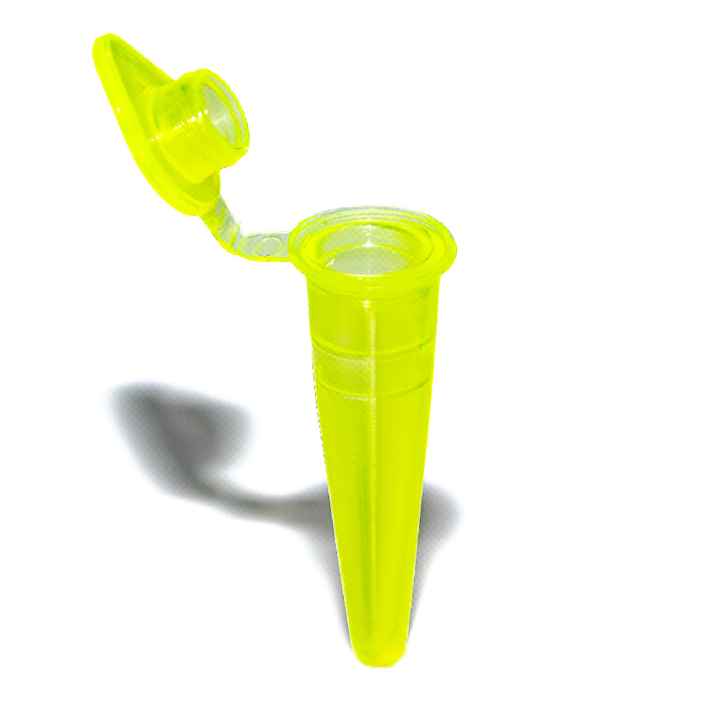 Microtubo Cônico 0,3ml Interno 0,5ml Externo Mini Amarelo Fluorescente
