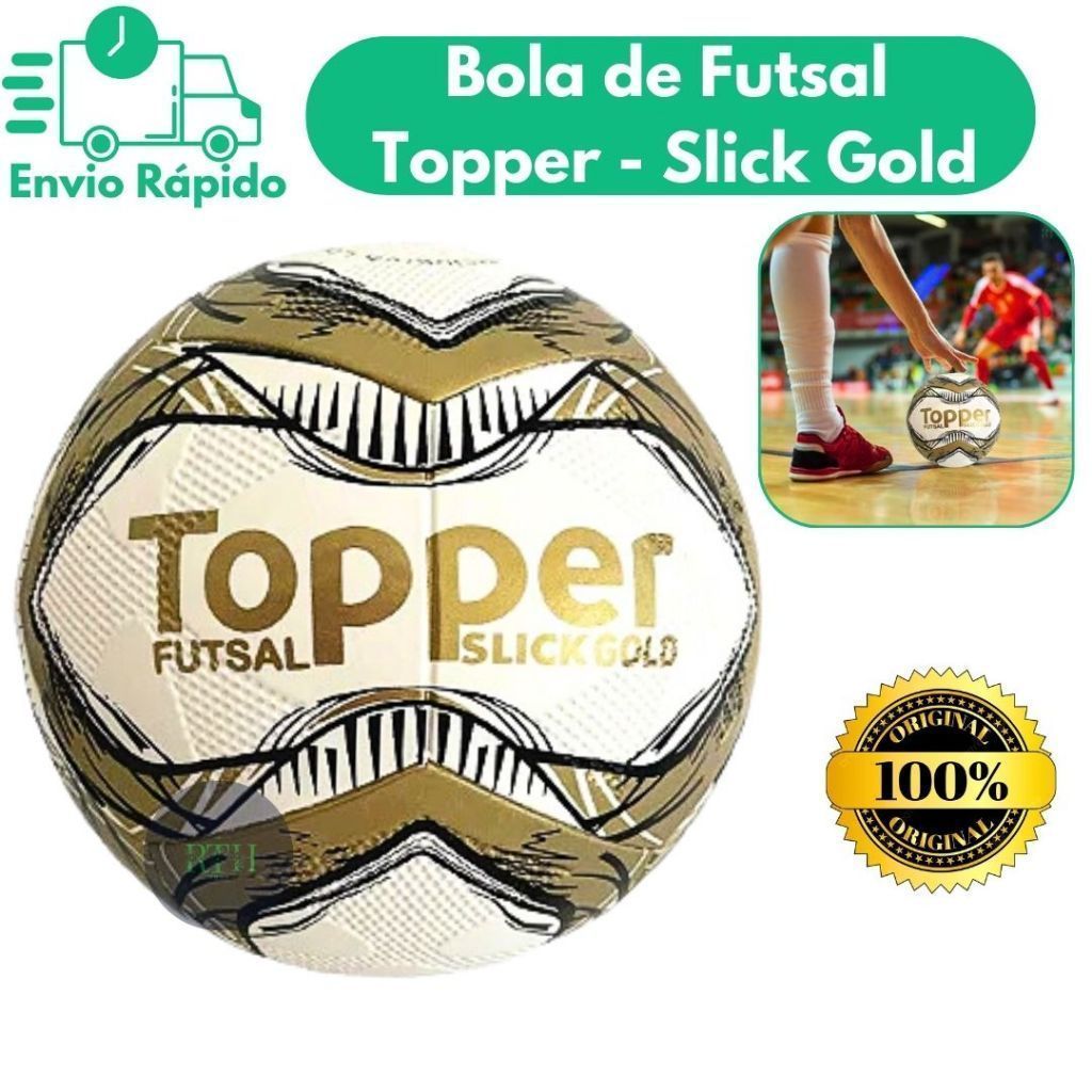 Bola Topper Original Slick Gold Futsal Profissional De Quadra Salão Praia Campo