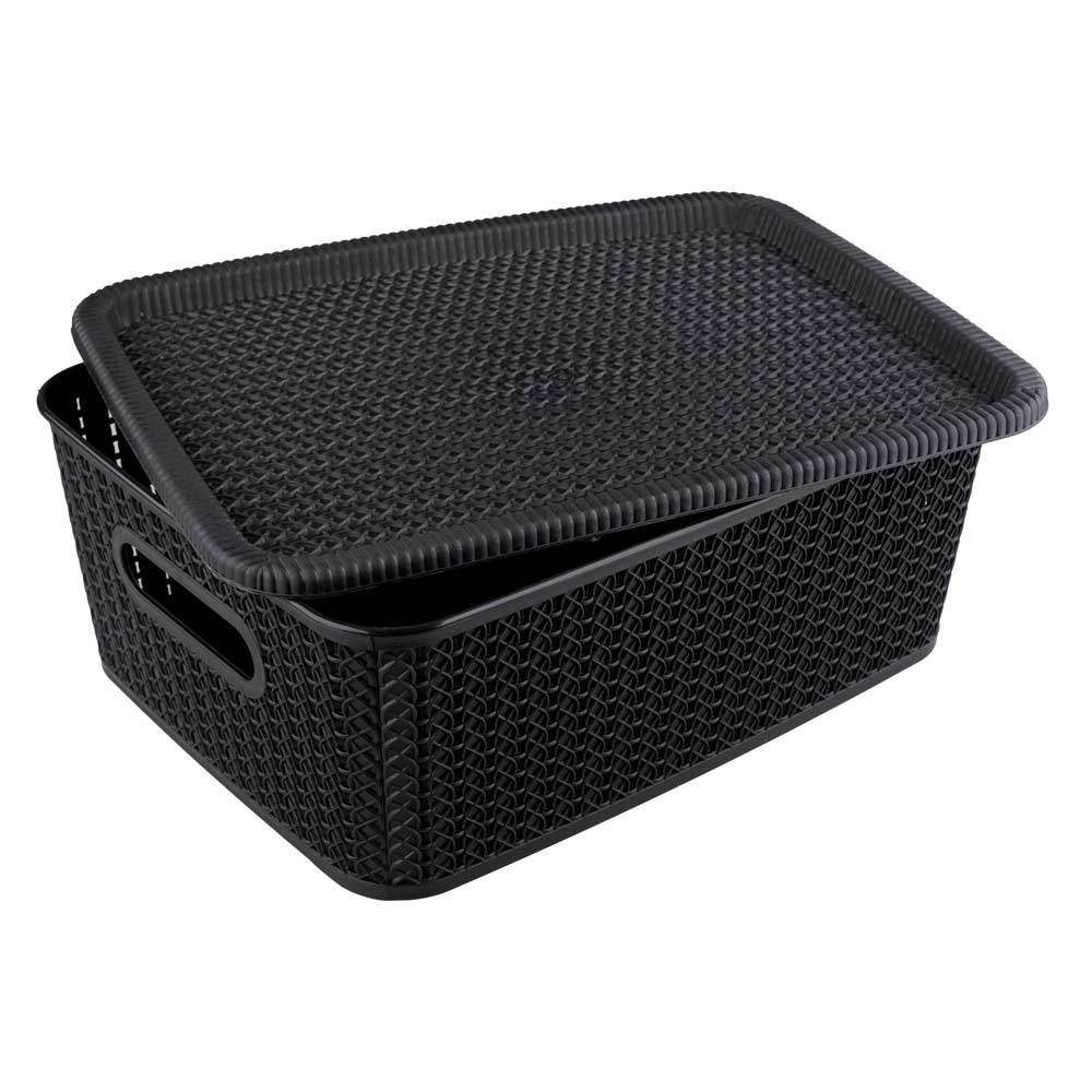 Caixa Organizadora São Bernardo Rattan em Plástico Preta 12,5L em Oferta na Shopee