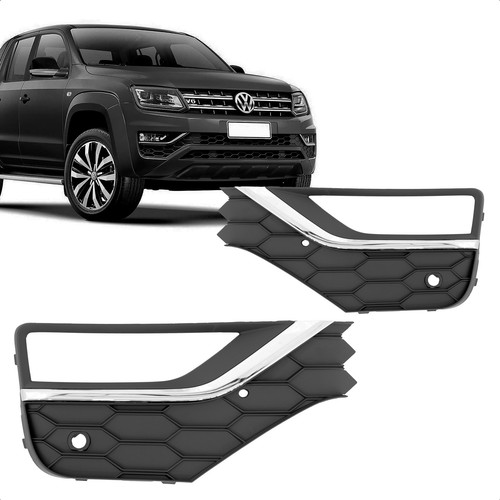 Moldura Milha Amarok 2017 A 2024 C/furo Com Friso Cromado