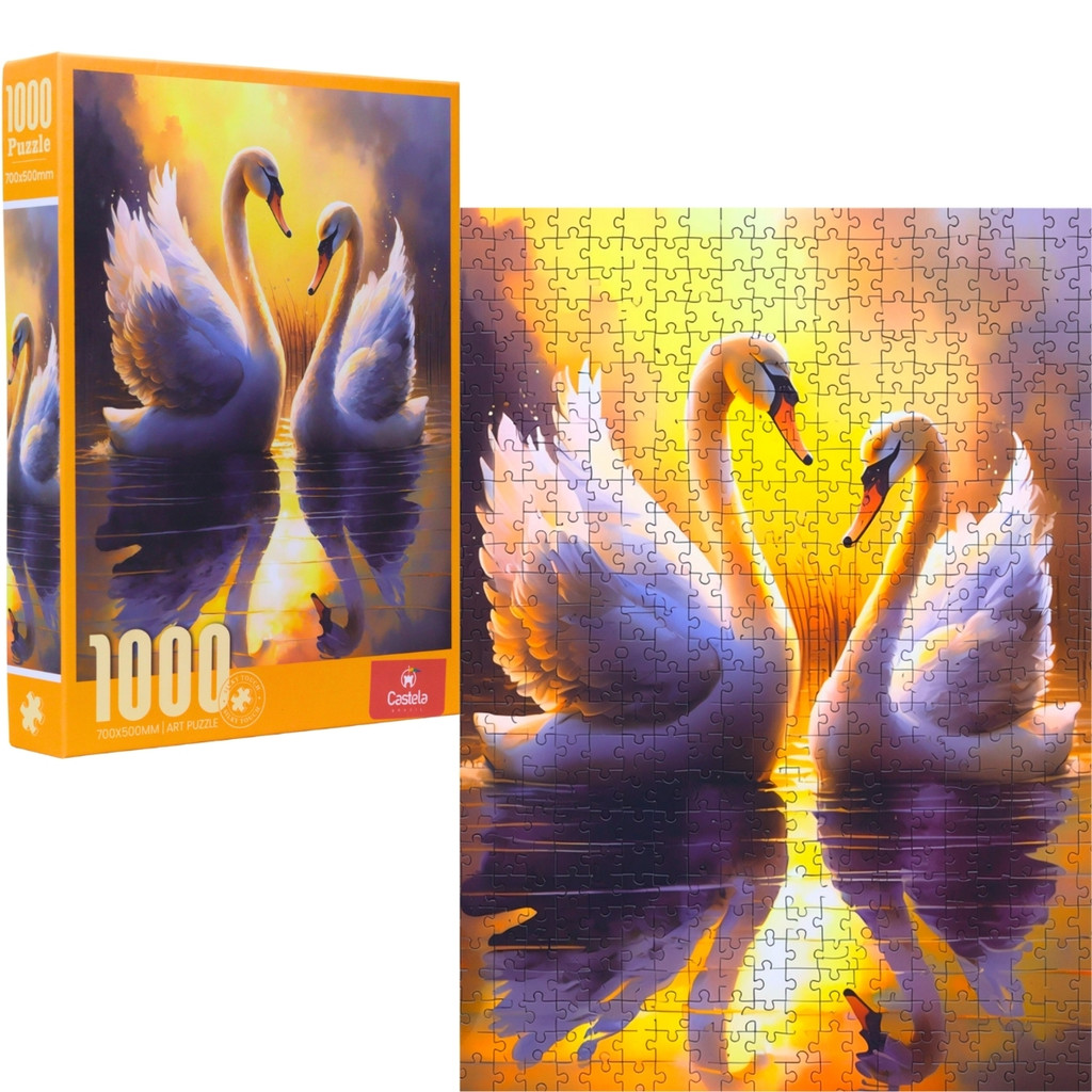 Quebra Cabeça 1000 Peças Cisnes Por do Sol - Castela em Oferta na Shopee