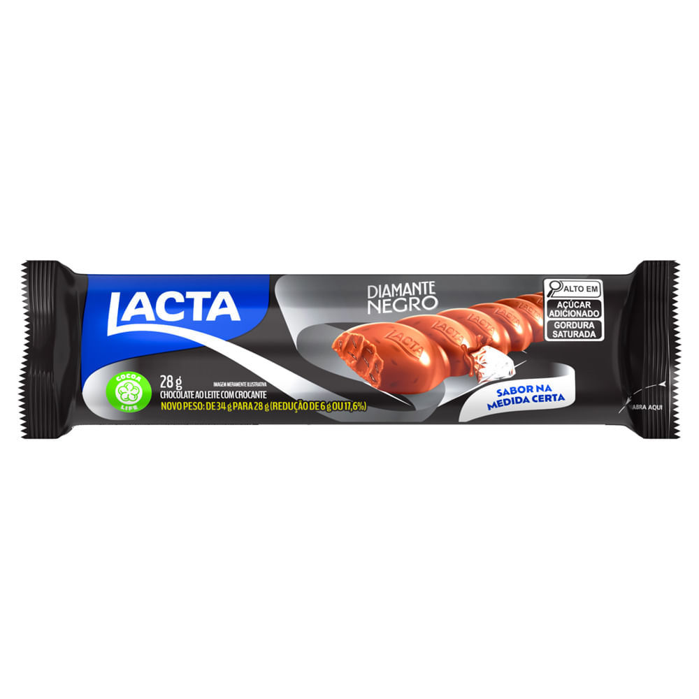 Chocolate ao Leite Lacta Diamante Negro 28g em Oferta na Shopee