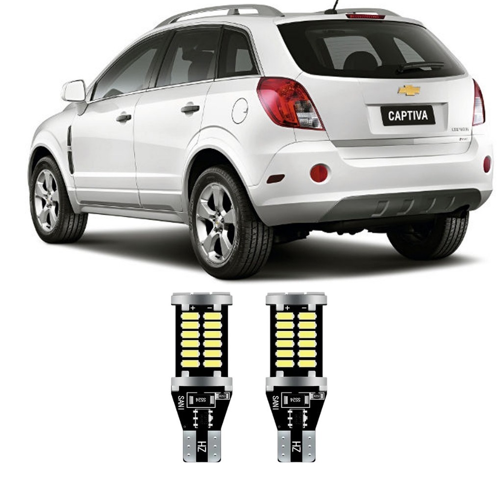 Par Lampada Led Ré Canbus T15 16W Chevrolet Captiva 2009 2010 2011 2012 2013 2014 2015 2016 2017