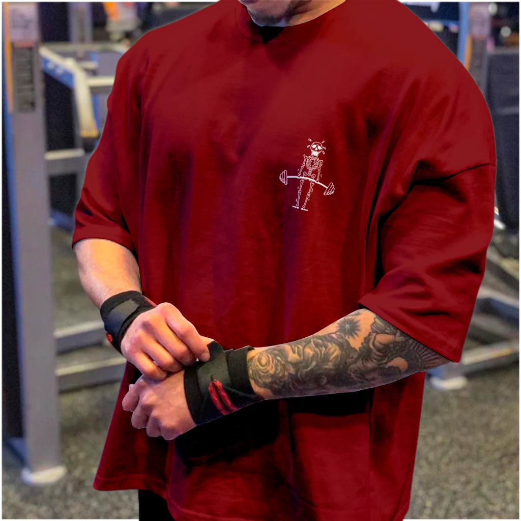 Camiseta Camisa Oversized Grande Gym Esqueleto Musculação Algodão Casual Treino Academia . casual, academia. casual, aca