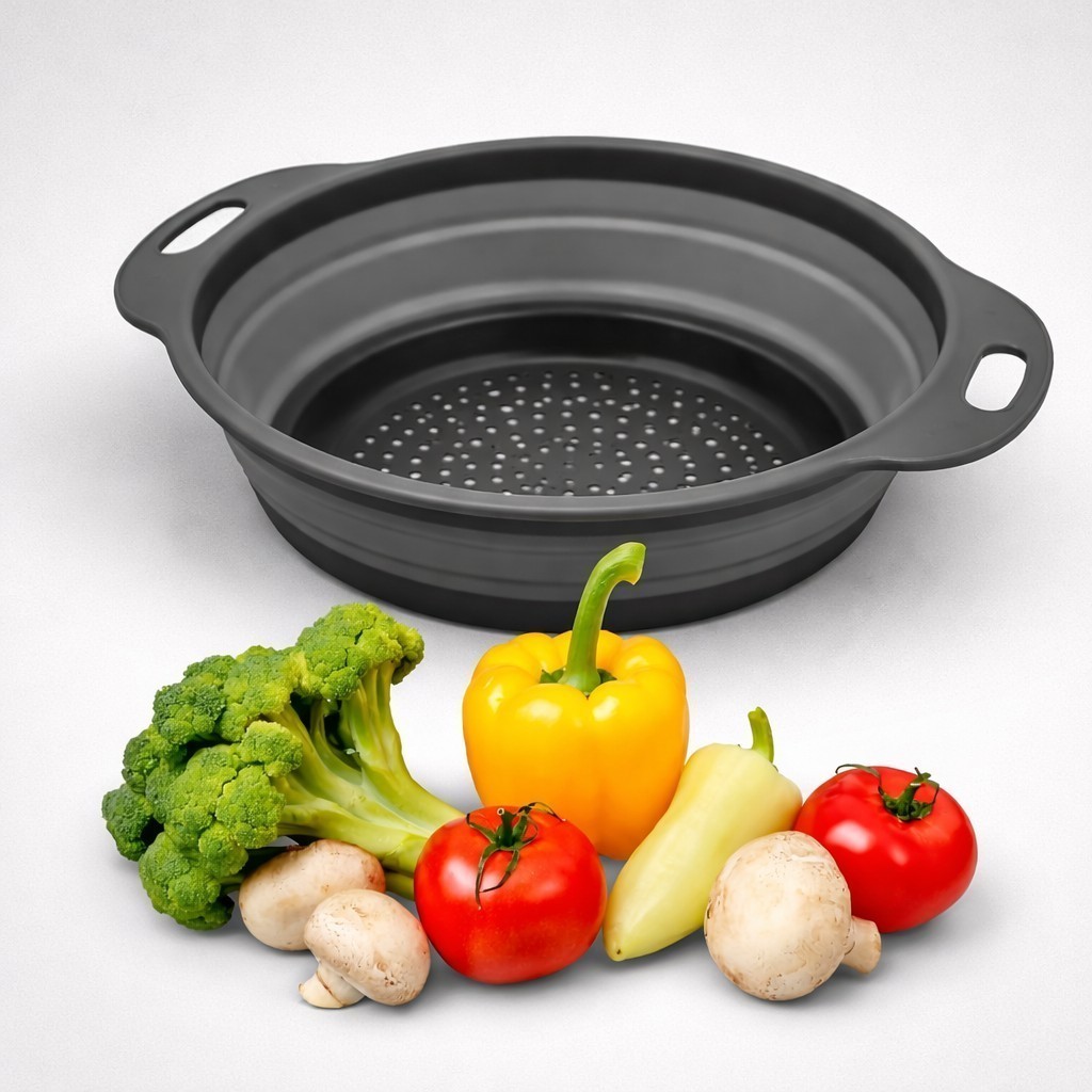 Escorredor de Macarrão Arroz Salada Redondo Frutas Alimentos Retrátil Silicone Borracha Dobravel em Oferta na Shopee
