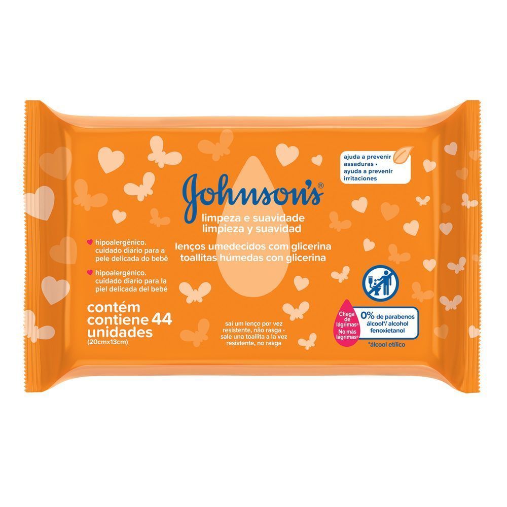 Lenço Umedecido Johnson Baby Limpeza E Suavidade Com 44 Unidades em Oferta na Shopee