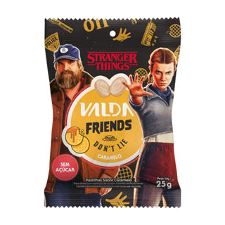 Pastilhas Valda Stranger Things Friends Don'T Lie Sabor Caramelo Sem Açúcar 25g em Oferta na Shopee