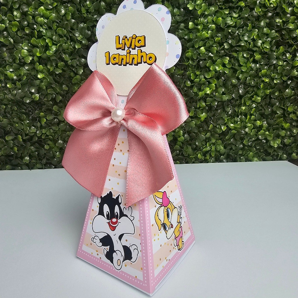 Caixa Cone Pirâmide BABY LOONEY TUNES MENINA ROSA - Personalizados - Festa infantil - Aniversário - Lembrancinha
