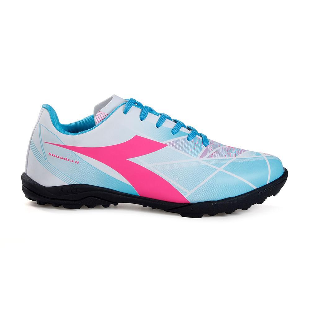 Chuteira Unissex Diadora Squadra II Society Branco e Azul em Oferta na Shopee