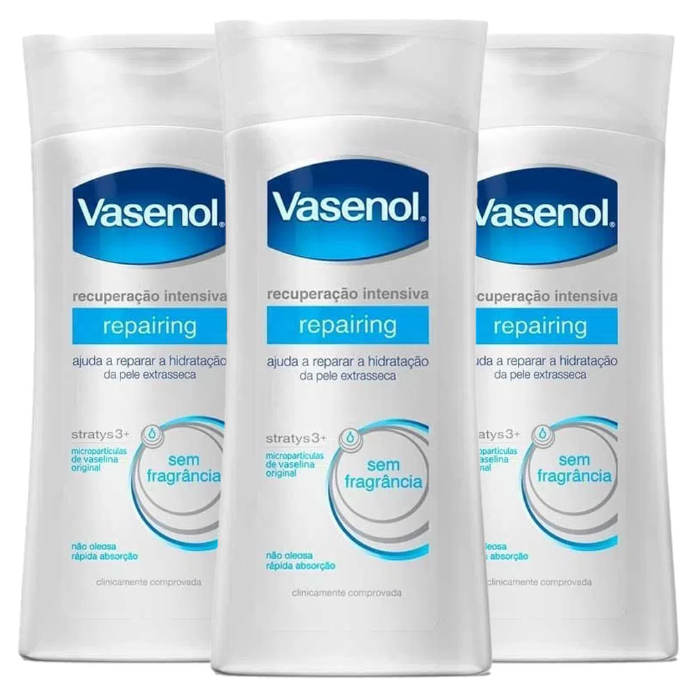 Kit 3 Cremes Hidratantes Corporal Vasenol Recuperação Intensiva Repairing 200ml em Oferta na Shopee