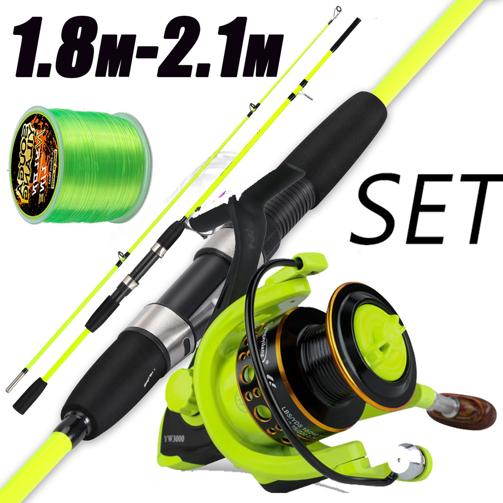 Sougayilang Conjunto De Pesca 1.8m 2.1m Varas E Carretel 12BB 5.0 : 1 Relação De Velocidade Equipamentos Para Ao Ar Livr