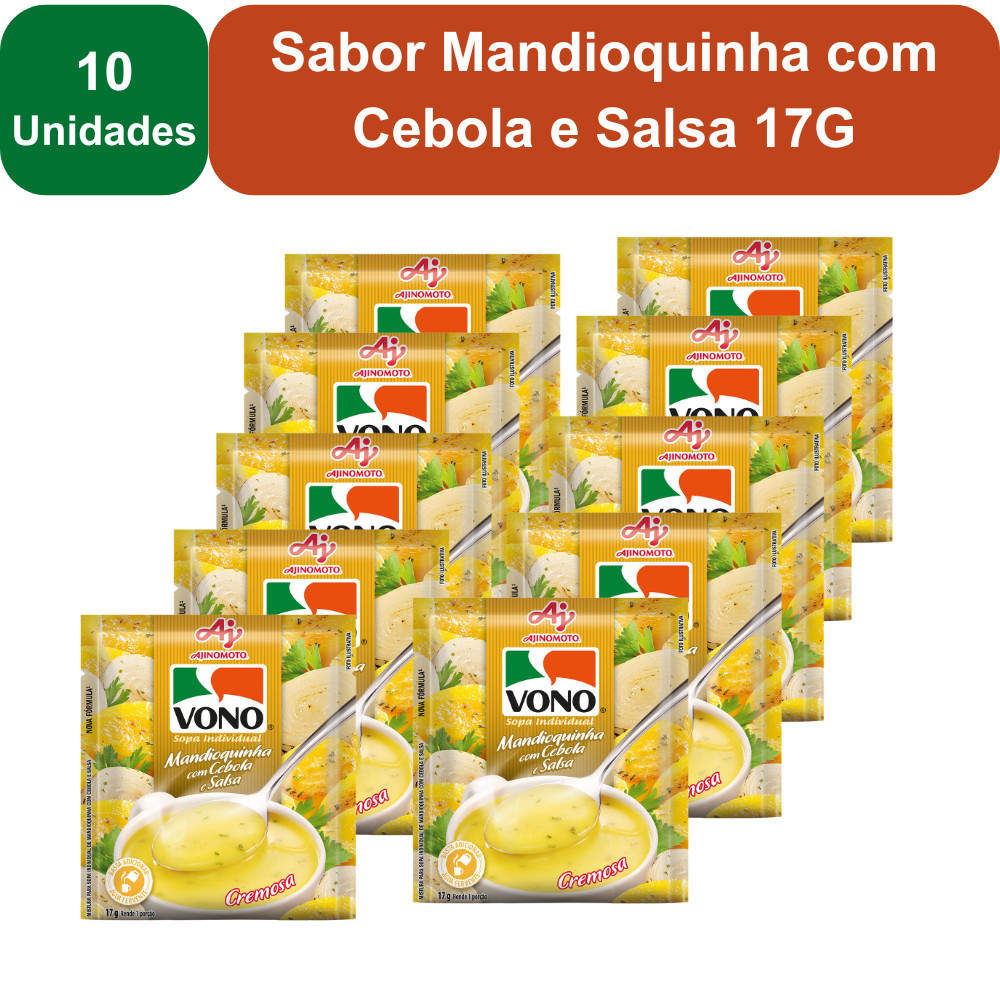 Kit 10 Unidades Sopas Cremosas VONO® Individual Sabor Mandioquinha com Cebola e Salsa 17G em Oferta na Shopee