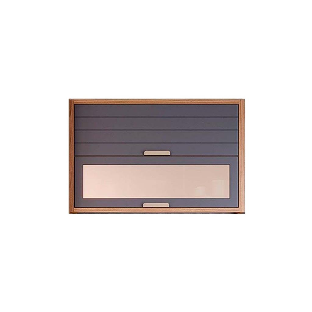 Armário de Cozinha Modulado Eloise 2 Portas Basculante c/ Vidro Reflecta 120cm Freijo/Titanium - MGM