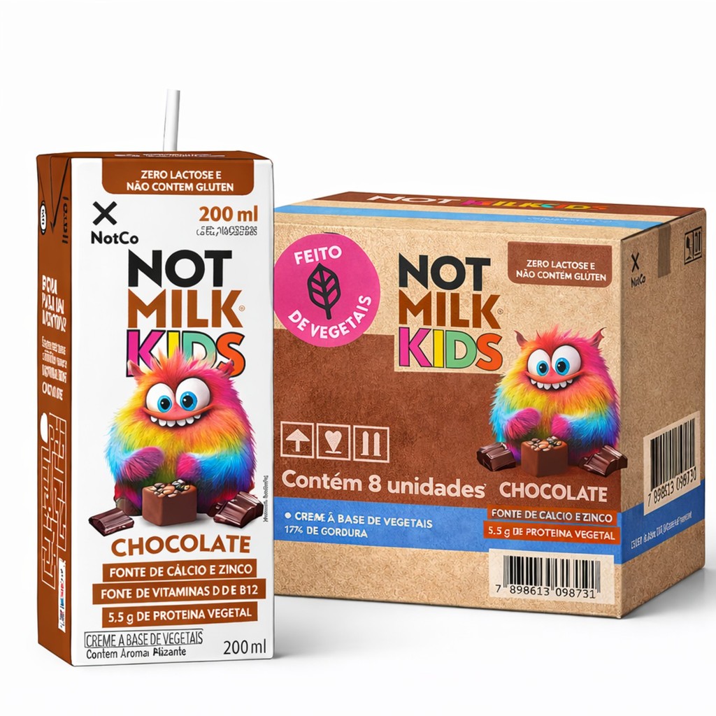 Kit 8 Achocolatado 100% Vegetal NOT MILK Kids 200ml