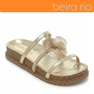 Sandália Feminina Beira Rio Papete Brilho Flor Dourada Tiras Metalizadas Original em Oferta na Shopee