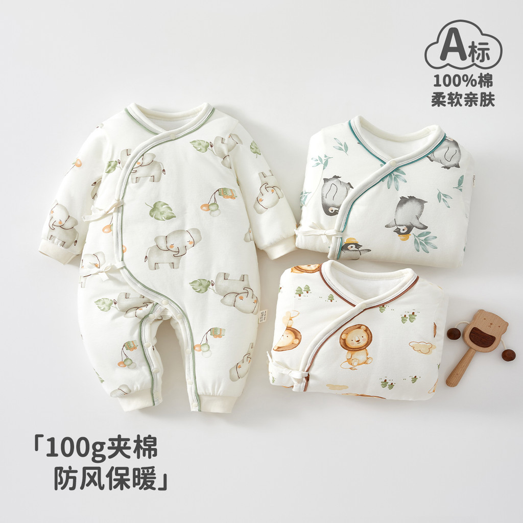 Roupas de bebê puro algodão classe a outono inverno roupas de bebê acolchoado quente recém-nascido macacão roupas de alg