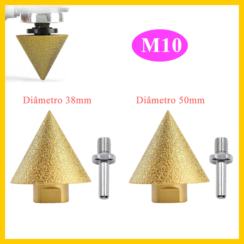 Broca fresadora diamantada dourada M10 resistente ao desgaste industrial com biela M10