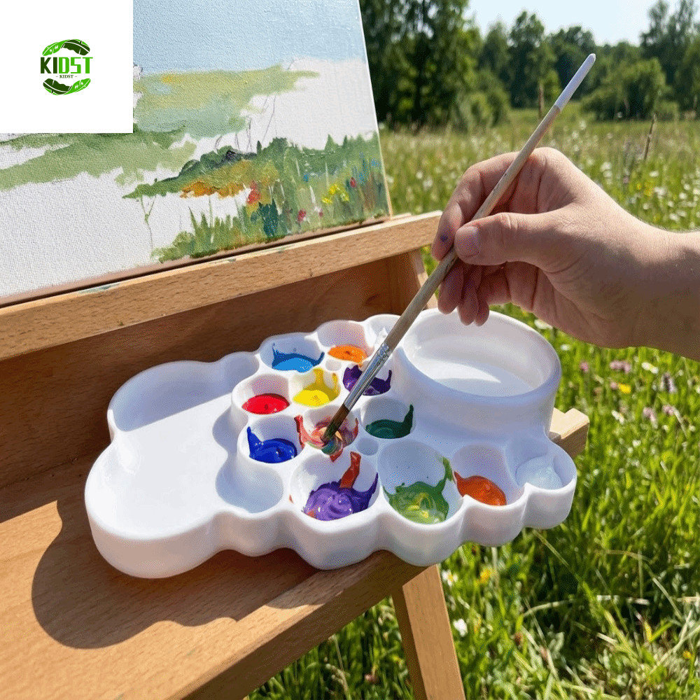 Bandeja De Pintura Em Aquarela KIDST , Paleta Criativa Reutilizável , Mistura De Branca Fácil De Limpar DIY