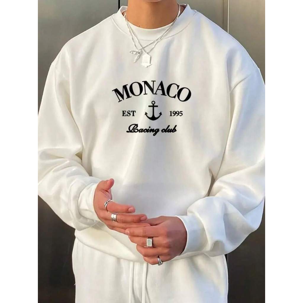 Suéter Masculino Moletom Flanelado Gola Careca Modelo Inverno e Outono, Lançamento Exclusivo Monaco