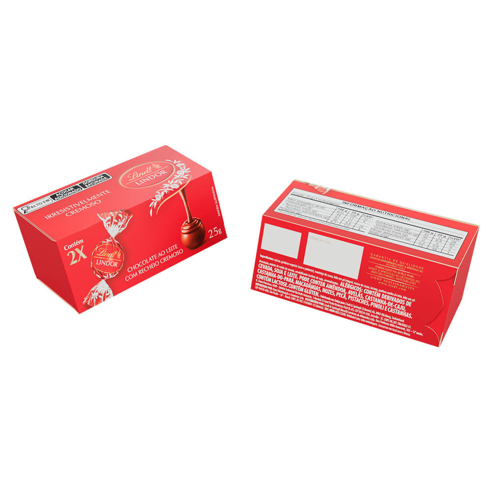 Chocolate Lindt Lindor Sabor Chocolate Ao Leite com Recheio Cremoso 25g em Oferta na Shopee