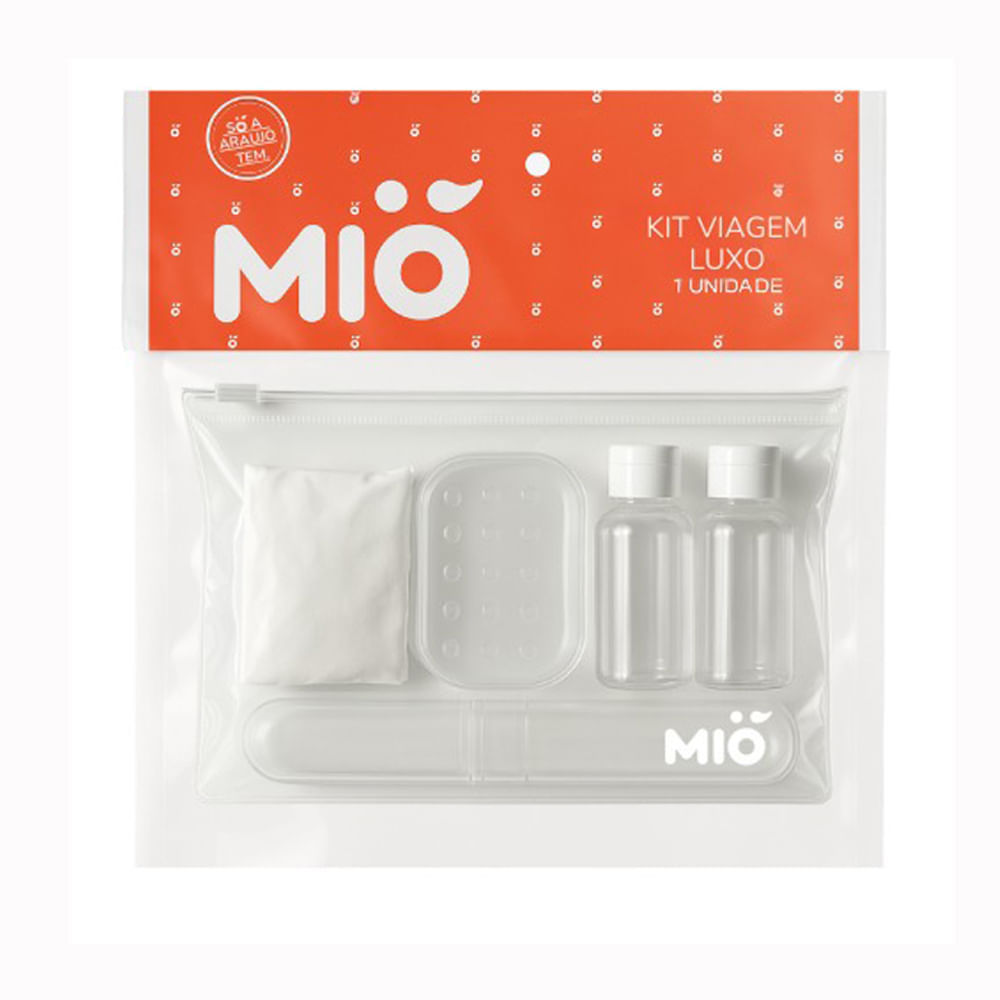 Kit Viagem Luxo Mió 1 Porta Sabonete 1 Porta Escova de Dente Touca de Banho e 2 Frascos de 80ml em Oferta na Shopee