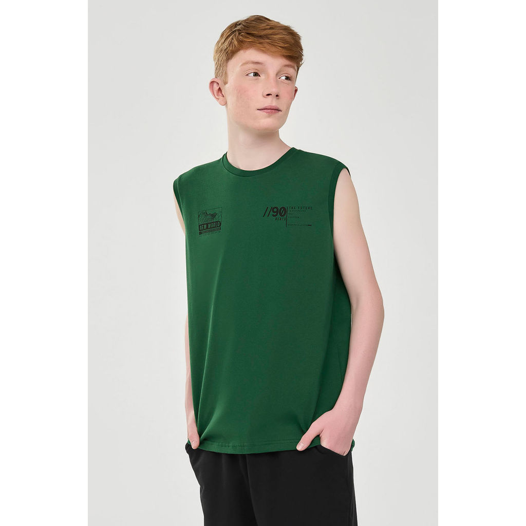 Regata Juvenil Menino Ombros Amplos Beats Verde em Oferta na Shopee