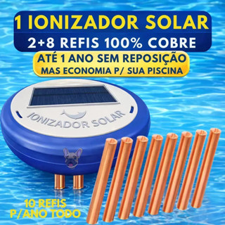 Ionizador Solar Piscina Completo Mec Pet + 10 Refis Cobre Água Limpa 100000L em Oferta na Shopee