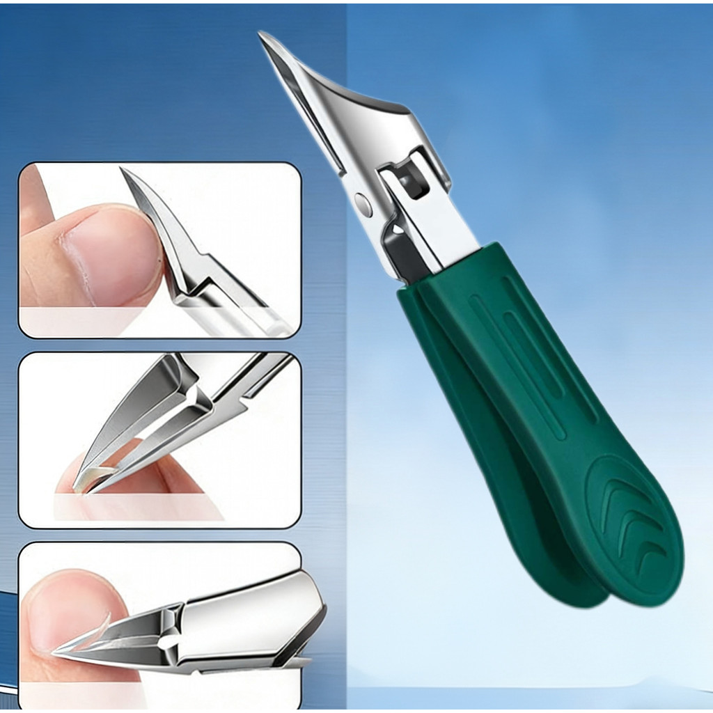 Cortador de unhas de ângulo amplo com abertura afiada em aço inoxidável para unhas encravadas.