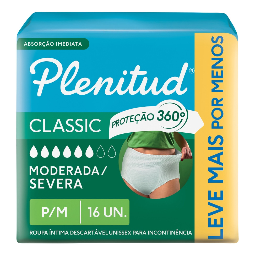Roupa Íntima Plenitud Classic P/M 16 Unidades - Proteção e Economia em Oferta na Shopee