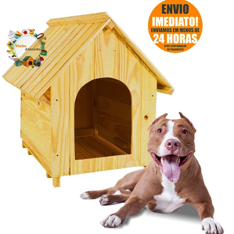 Casinha N6 de Madeira Pinus Para Cachorro Grande Pittbull Rottwailler Pastor Alemão Pet Numero 6 Resistente em Oferta na Shopee