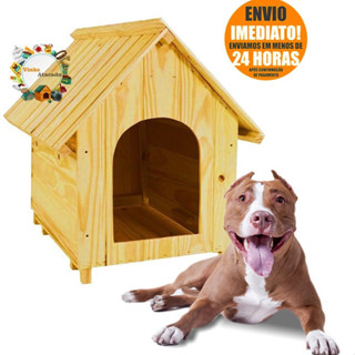 Casinha N6 de Madeira Pinus Para Cachorro Grande Pittbull Rottwailler Pastor Alemão Pet Numero 6 Resistente em Oferta na Shopee